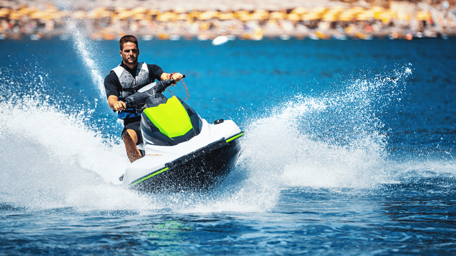 A man riding a jet ski